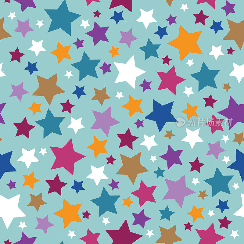 Vector artwork Blue, yellow, pink, purple, orange and white stars arranged on a teal background.  For those who have stars in their eyes ;-)